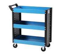 Servante d‘atelier 3 Niveaux Poignée Roues plastique Frein Étagère Rangement Bord surélevé Chariot