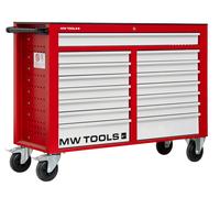 Servante d'atelier 15 tiroirs rouge et grise XXL 1415 mm robuste en acier soudé verrouillable roues ø125 mm MW Tools GW115