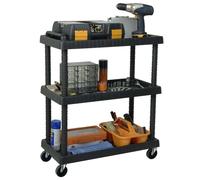 Servante d'atelier 3 plateaux Noir 75x37,5x92 cm PP