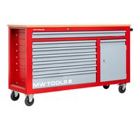 Servante d'atelier 7 tiroirs + 1 armoire rouge et grise XXL 1640 mm avec plan de travail stratifié MW Tools GW307K