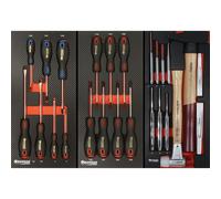Servante d'atelier 7 tiroirs composée de 187 outils - modules finition carbone DRAKKAR TOOLS - 25048