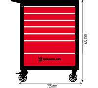 Servante d'atelier 7 tiroirs rouge/noir 725x465x930mm DRAKKAR - 72525