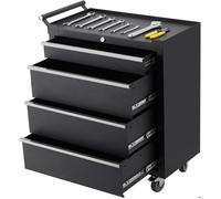 Servante d'atelier a roulettes vide avec 4 tiroirs, Armoire à outils pliable,Verrouillable, en métal massif, Chariot sans outils