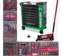 Servante d'atelier - BARRACUDA TOOLS - Rock PRO+ - 8 tiroirs - Cric hydraulique 4T - Acier vert