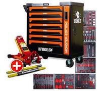 Servante d'atelier BM TOOLS 9/7 MONSTER-EDITION-ORANGE 7 tiroirs pleins 257 outils + Cric hydraulique Kraft Muller 2,25T ROUGE G