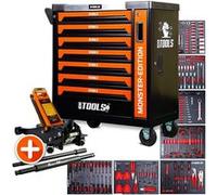 Servante d'atelier BM TOOLS 9/7 MONSTER-EDITION-ORANGE 7 tiroirs pleins 257 outils + Cric hydraulique Kraft Muller 2,25T ORANGE G