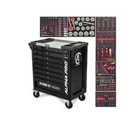 Servante d'atelier BM TOOLS ALPHA-PRO 9 Tiroirs 311 Outils 4 Roues 2 Freins Noir