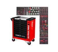 Servante d'Atelier BM TOOLS ALPHA-PRO - 9 tiroirs - 311 outils - 4 roues - 2 freins - Rouge