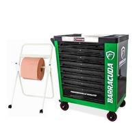 Servante d'atelier complète Barracuda Tools Rock Pro+ 8 tiroirs 7 outillés, Chariot Mecanicien Garagiste avec Dévidoir de Papier