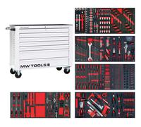 Servante d'atelier complète large, blanche XL 514 outils MW Tools MWE512G3W