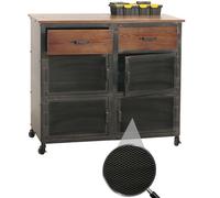 Servante d'atelier HWC-N28, chariot, roulettes 2 tiroirs, structure 3D métal bois 90x100x40cm noir, marron