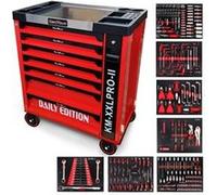 Servante d'atelier Kraft Muller KM-XXL PRO II Daily Edition 257 outils - Clé dynamo - 7 tiroirs outillés sur Roulettes, Chariot G