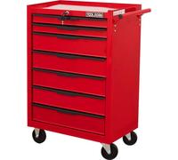 Servante d'atelier professionnelle / Caisson roulant en métal avec 7 tiroirs et roulettes - longueur 615mm, rouge