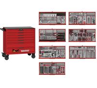 Servante d'atelier rouge professionnelle 7 tiroirs - Midi master set - 595 outils Teng Tools TKW37R595T