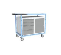 Servante établi équipée, 1 bloc 4 tiroirs + 1 bloc porte, 250 kg