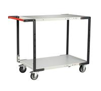 Servante Flatpack 2 plateaux mélaminé, 1000 x 600 mm, roues TPE, 250 kg