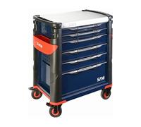 Servante grand volume 6 tiroirs SAM OUTILLAGE bleue plateau inox - 416HB