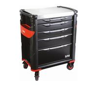 Servante grand volume SAM OUTILLAGE 5 tiroirs noire à plateau inox - 415HK
