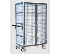 Servante grillagée 4 côtés verrouillable avec 3 étagères plateau bois 1000 x 600 mm 500 kg - 880725226
