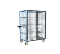 Servante grillagée 4 côtés verrouillable avec 3 étagères plateau tôle galva 1200 x 800 mm 500 kg - 880725266