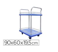 Servante viso premium 2 plateaux polypropylene 72x48cm rebords 2 roues fixes 2 pivotantes charge 150kg