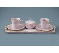Service à café, porcelaine rose, Amis, fleurs, Leander, 7 d.