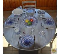 Service à couscous assiettes creuses Bakir bleu - 6 pers