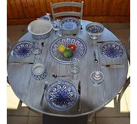 Service à couscous assiettes creuses Bakir bleu - 8 pers
