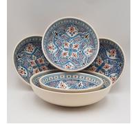 Service à couscous assiettes jattes Marocain Turquoise - 4 pers