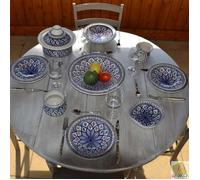 Service à couscous assiettes Tebsi Bakir bleu - 8 pers