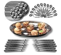 Service à Escargots 12 Personnes - 12 Assiettes 12 trous, 12 Pinces et 12 Piques en Acier Inoxydable - Coffret Complet d'Ustensiles