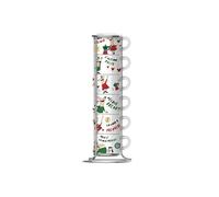 Service à Expresso Italy avec 6 Tasses et Support - - Multicolore - Porcelaine