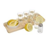 Service à tequila planche en bois et 6 verres shooter