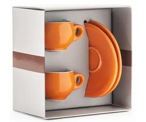 Service à thé Danesi Duo Orange - Cassette Darkova, 2 tasses et 2 soucoupes - orange