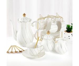 Service à thé en porcelaine 22 pièces style britannique avec bordure dorée GmbH