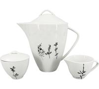 Service à thé en porcelaine sauvage (théière 1600ml, pot à lait 150ml, sucrier 150ml)