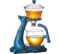 Service à thé en verre avec chauffage et couvercle rotatif – Théière semi-automatique de luxe