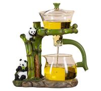 Service à thé en verre, semi-automatique, de forme goutte, avec infuseur intégré. Couleur : vert