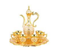 Service à Thé et à Café, Design Vintage avec Théière et 6 Tasses, Idéal pour la Décoration Intérieure et les Fêtes