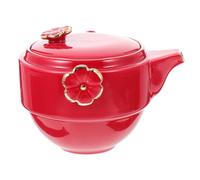 Service à Thé Extérieur Chat Amulette Céramique Rouge 180 Ml | Bouilloire, Deux Tasses 60ml et 90ml, Format Léger à Emporter, Usage Voyage et Maison