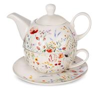 Service à thé Maki - En porcelaine - 400 ml théière, 280 ml tasse - Blanc