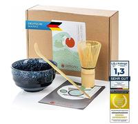 Service à thé Matcha original avec bol à matcha, balai en bambou & cuillère doseuse - le coffret cadeau cérémonie du thé (service à thé)