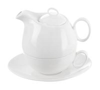 Service à thé MONA - avec tasse et soucoupe - 600 ml - Porcelaine blanche