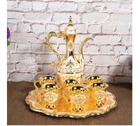 Service à Thé Turque Vintage-1, Métal,Standard, 6 Tasses Plateau Rétro, Ustensile Cuisine Aucunely