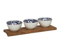 Service apéritif 3 pièces Milos 35 cm - Table Passion - Bleu - Faïence