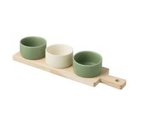 Service Apéritif 4 Pièces Avery 39cm Vert & Blanc