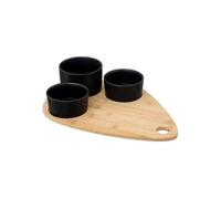 - Service Apéritif 4 Pièces "Bambou" 35cm Noir
