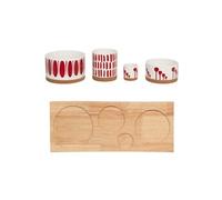 Service apéritif 4 pièces Mikonos 34,5 cm - - Rouge - Porcelaine