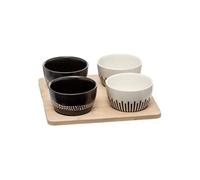 - Service Apéritif 5 Pièces "Ethnique" 23cm Noir & Blanc