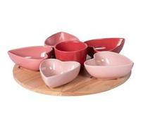 Service apéritif 6 pièces Heart 31,5 cm - Table Passion - Multicolore - Grès Multicolore G